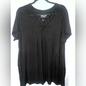 Torrid Super Soft Black Cutout Tee Size 2